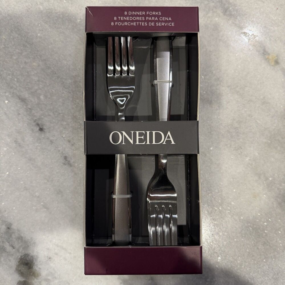 Oneida Stainless Jordan Frosted Set Of 8 Dinner Fork Boxed New Peninsula Castle